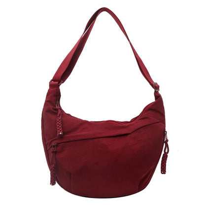 Canvas Lichtgewicht Effen Kleur Dumpling Crossbody Tas - Grote Capaciteit Koreaans-Geïnspireerde Schoudertas