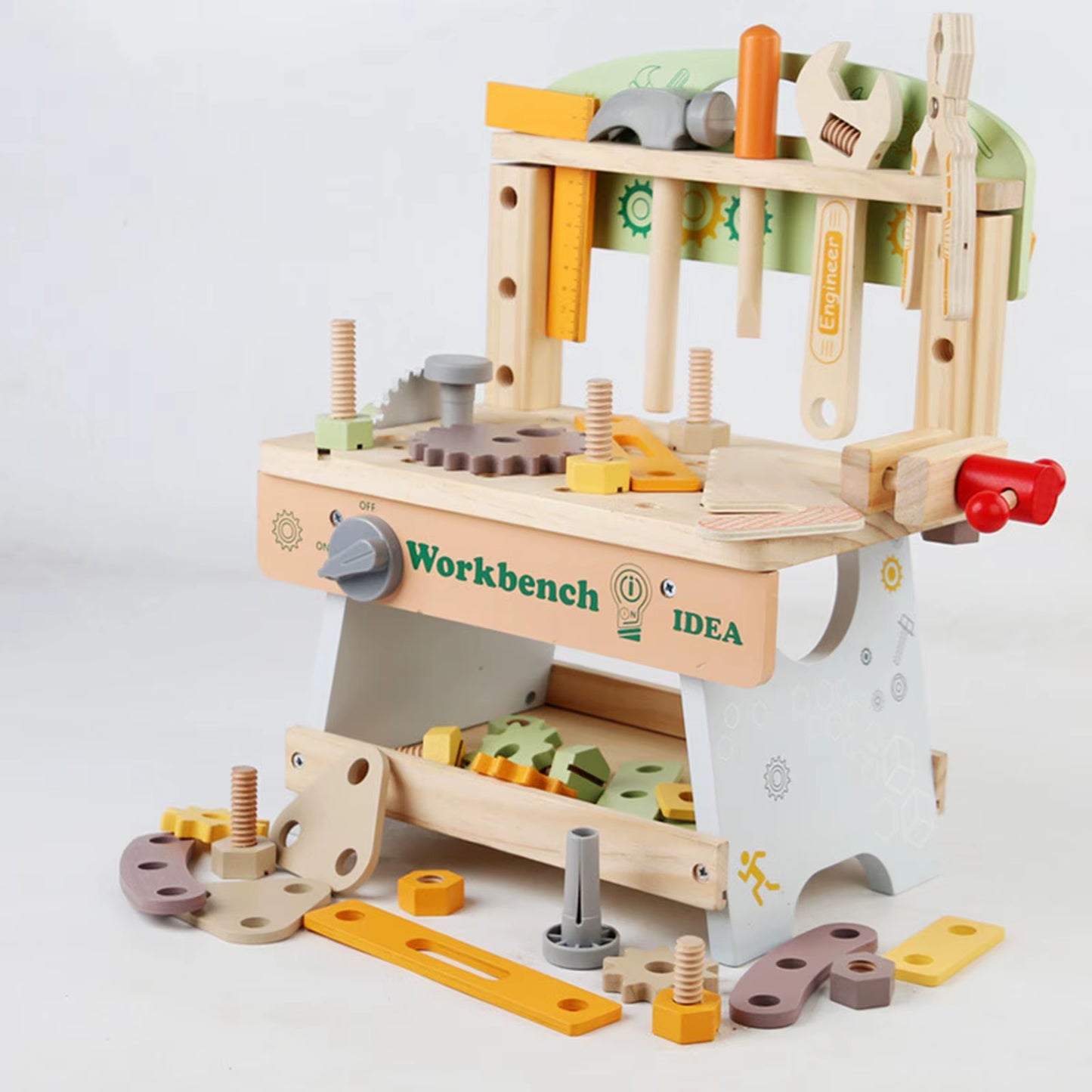 Multifunctionele houten gereedschapsbank speelset voor kinderen van 3-5 jaar - ideale doe-het-zelf reparatieset voor jongens en meisjes