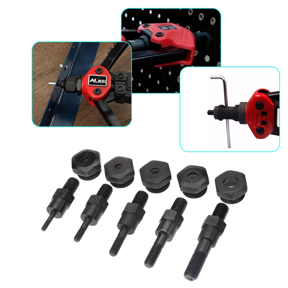 100Pcs Tuerca de remache + Tuercas de remache roscadas a mano Pistola BT606 M3 M4 M5 M6 M8 Doble inserto Manual Remacher Gun Remaching Rivnut Rivnut Rivet Tool