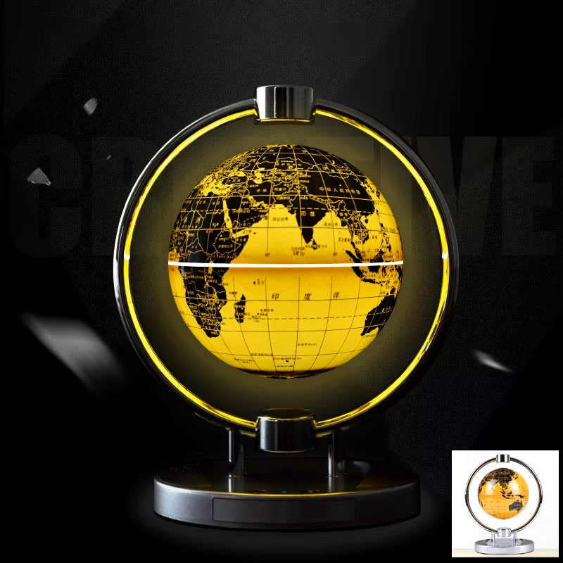 Haut-parleur Bluetooth innovant avec suspension magnétique et globe rotatif luminescent - Cadeau décoratif de 6 pouces