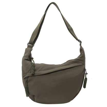 Canvas Lichtgewicht Effen Kleur Dumpling Crossbody Tas - Grote Capaciteit Koreaans-Geïnspireerde Schoudertas