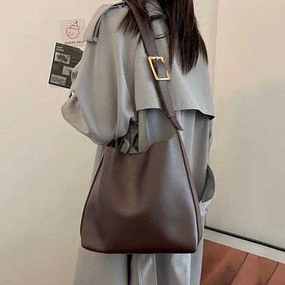 Minimalistische PU-lederen schoudertas voor dames - Veelzijdige modieuze handtas en crossbodytas voor werk