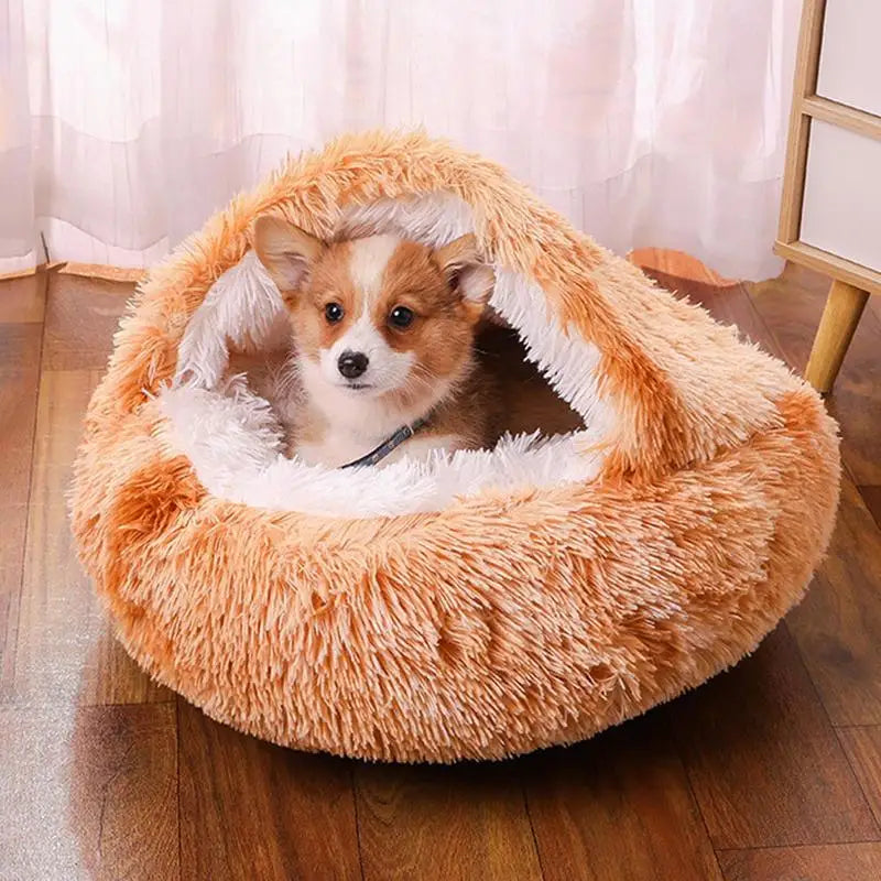 Huisdierbedden Zachte pluche katten honden huis bed voor hond met antislip bodem Indoor Cat Cave Bed Machine wasbare dierbenodigdheden
