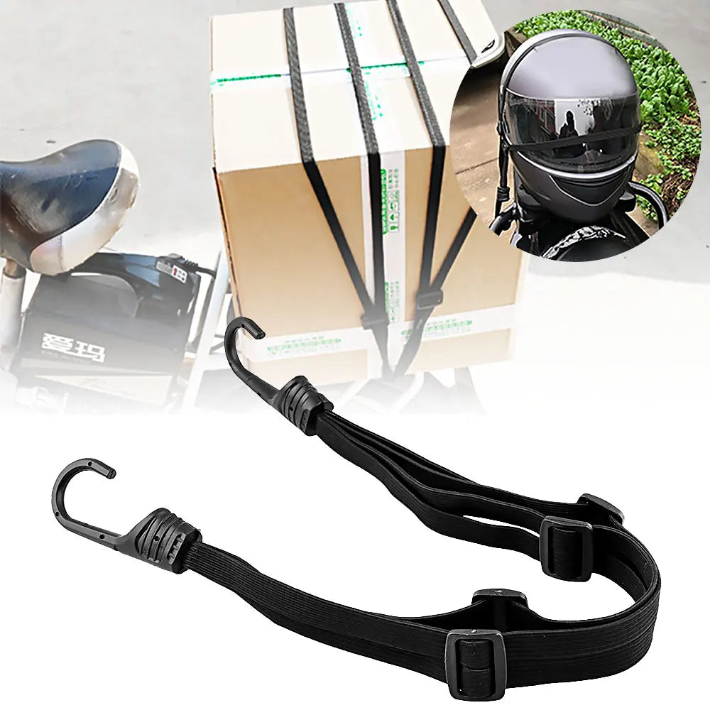 Cuerda de casco Cordón de unión de equipaje altamente elástico Motocicletas Fuerza Casco retráctil Correa de cuerda elástica con 2 ganchos