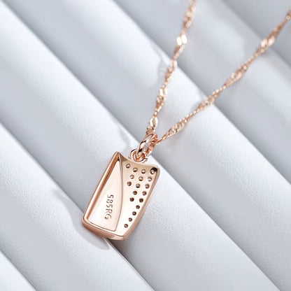Hete Vierkante Hanger Ketting voor Vrouwen 585 Rose Gouden Kleur met Natuurlijke Zirkoon Accessoires Etnische Bruid Trouwjuwelen
