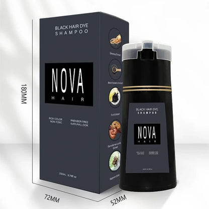 Nova Natural Moisturizing Hair Dye and Hair Care 3-in-1 Shampoo para una cobertura efectiva del cabello blanco y control de la grasa