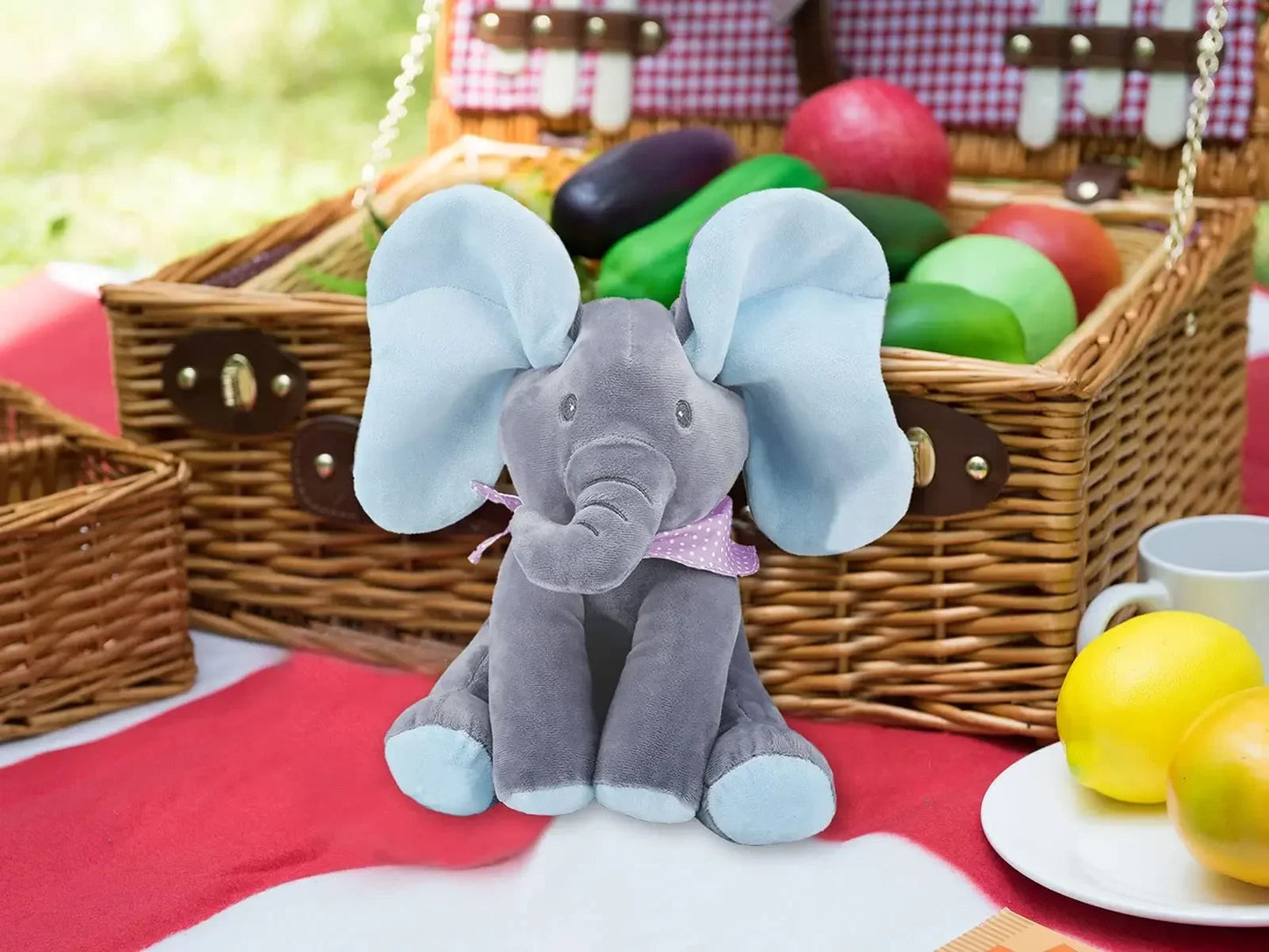 Juguete de elefante cantor de peluche animado con orejas móviles - Adorable animal de peluche para bebés