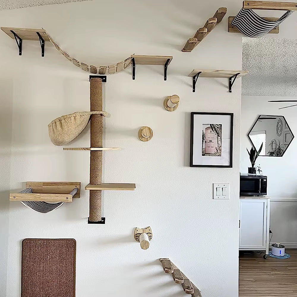 Kat Muur Klimmen Plank Stappen Ladder Krabpaal Scratcher Bed Schuilhuis voor Katten Boomtoren Huisdier Meubels Accessoires