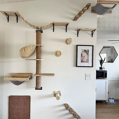 Kat Muur Klimmen Plank Stappen Ladder Krabpaal Scratcher Bed Schuilhuis voor Katten Boomtoren Huisdier Meubels Accessoires