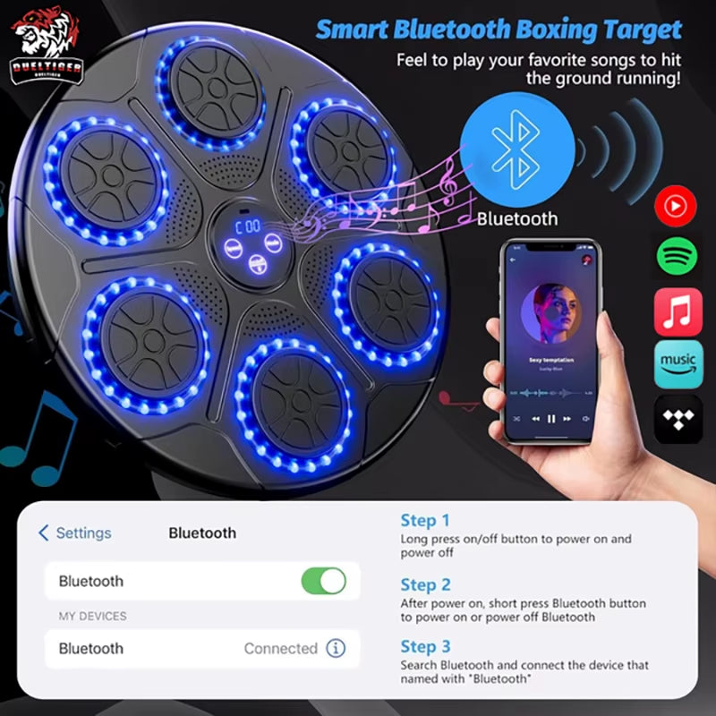 Nueva máquina de boxeo de música inteligente Bluetooth montada en la pared Entrenador de boxeo de música Gimnasio Equipo de golpeo electrónico de boxeo para el hogar