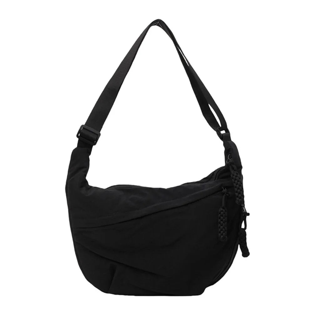 Canvas Lichtgewicht Effen Kleur Dumpling Crossbody Tas - Grote Capaciteit Koreaans-Geïnspireerde Schoudertas