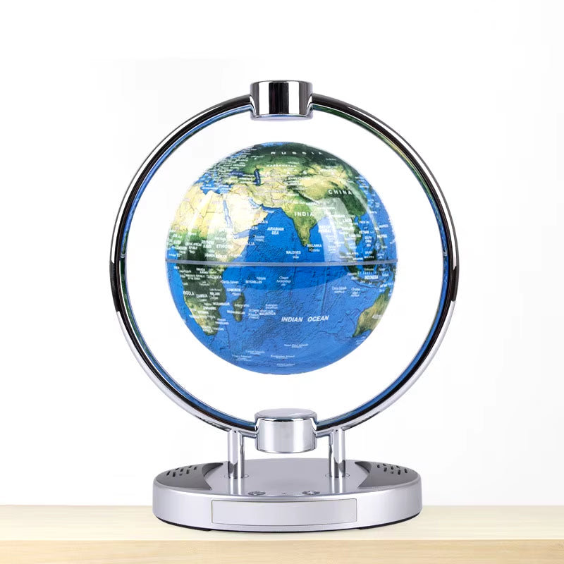 Haut-parleur Bluetooth innovant avec suspension magnétique et globe rotatif luminescent - Cadeau décoratif de 6 pouces