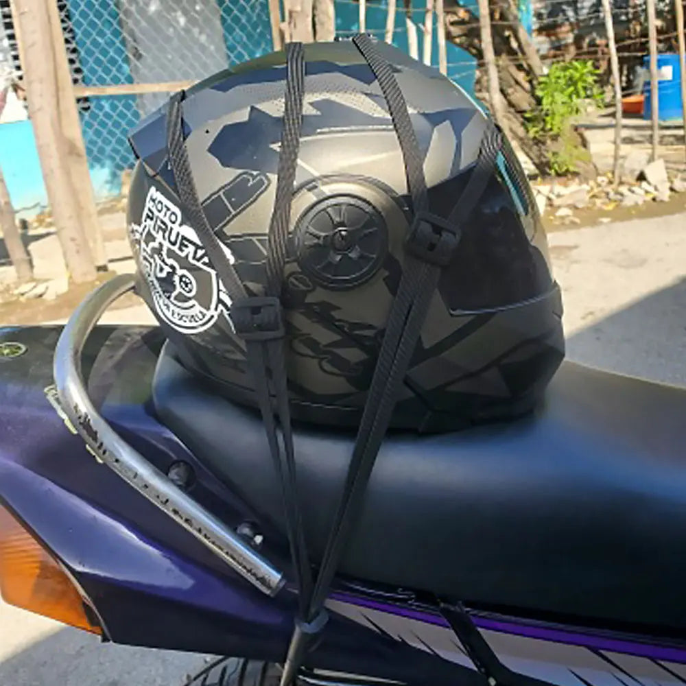 Cuerda de casco Cordón de unión de equipaje altamente elástico Motocicletas Fuerza Casco retráctil Correa de cuerda elástica con 2 ganchos