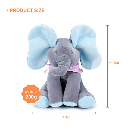 Juguete de elefante cantor de peluche animado con orejas móviles - Adorable animal de peluche para bebés