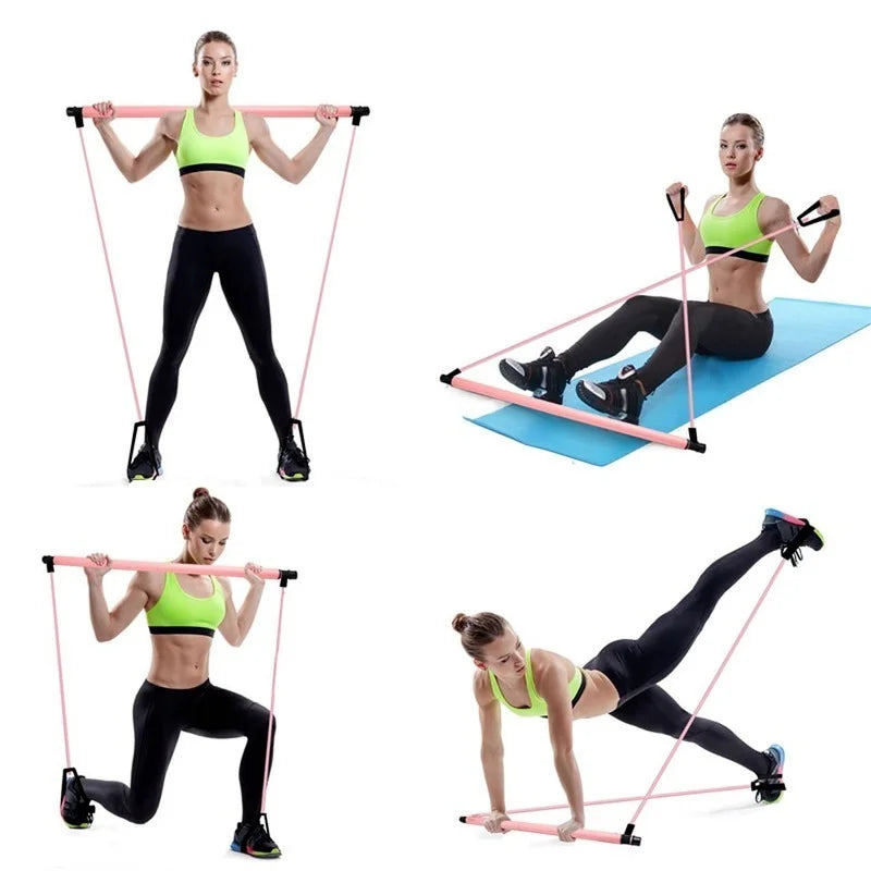 Nuevo Fitness Yoga Pilates Bar Stick Crossfit Bandas de resistencia Entrenador Yoga Pull Rods Pull Rope Portátil Gimnasio en casa Entrenamiento corporal