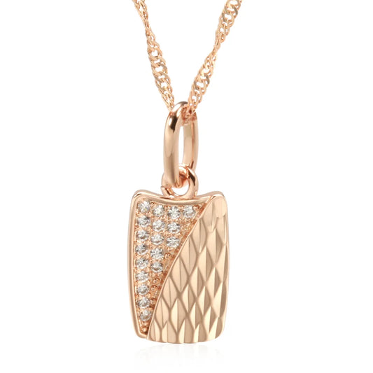 Hete Vierkante Hanger Ketting voor Vrouwen 585 Rose Gouden Kleur met Natuurlijke Zirkoon Accessoires Etnische Bruid Trouwjuwelen