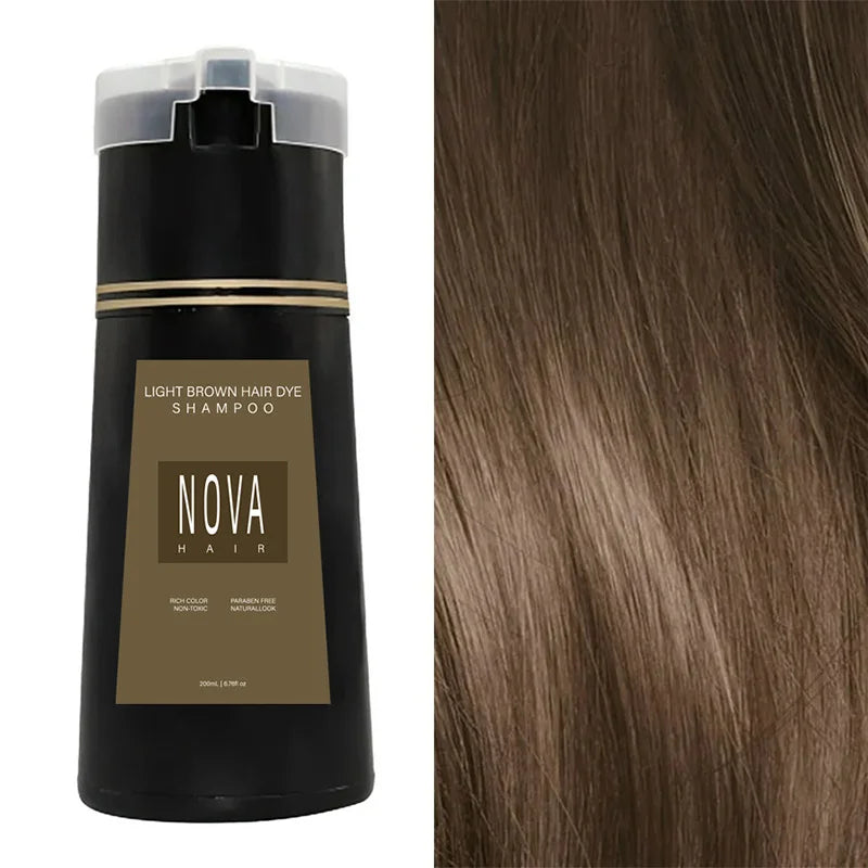 Nova Natural Moisturizing Hair Dye and Hair Care 3-in-1 Shampoo para una cobertura efectiva del cabello blanco y control de la grasa