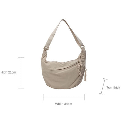 Canvas Lichtgewicht Effen Kleur Dumpling Crossbody Tas - Grote Capaciteit Koreaans-Geïnspireerde Schoudertas