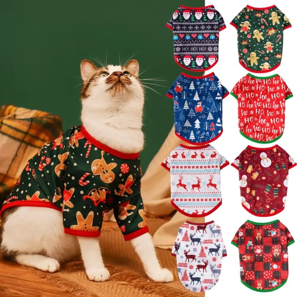 Huisdier Hond Kerst Shirt Kleding Xmas Vest Zachte Shirts Vakantie Kleine Hond Kleding Sneeuwpop Gedrukt Puppy Kostuum voor Katten of Honden