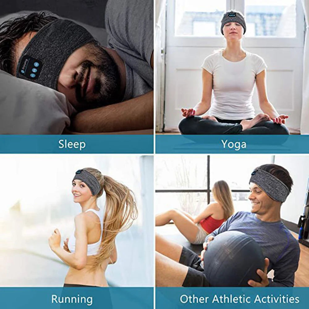 Auriculares compatibles con Bluetooth Diadema deportiva para dormir Auriculares inalámbricos elásticos Máscara musical Diadema inalámbrica para los ojos