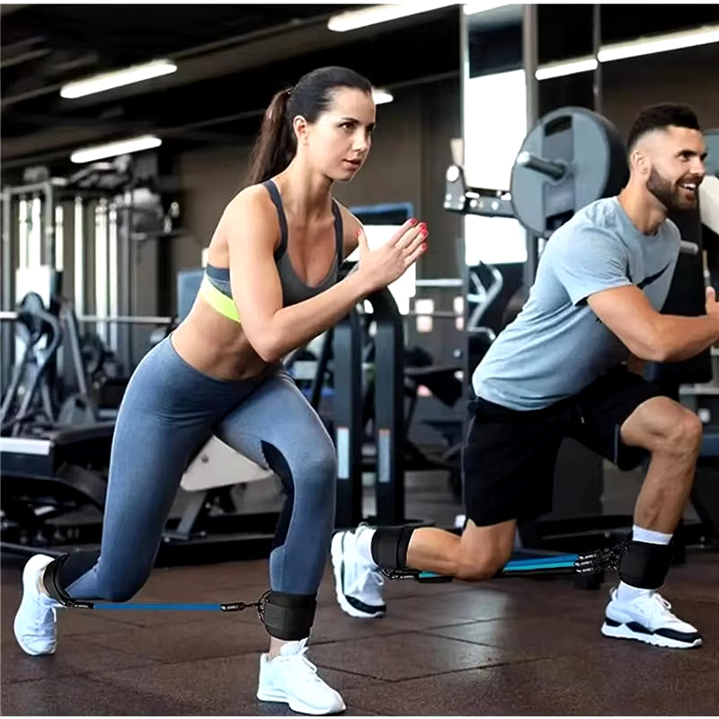 Ensemble de bandes de résistance professionnelles avec sangles de cheville pour le fitness et le yoga - Appareils d’exercice élastiques pour hommes et femmes