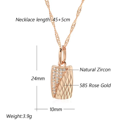 Hete Vierkante Hanger Ketting voor Vrouwen 585 Rose Gouden Kleur met Natuurlijke Zirkoon Accessoires Etnische Bruid Trouwjuwelen