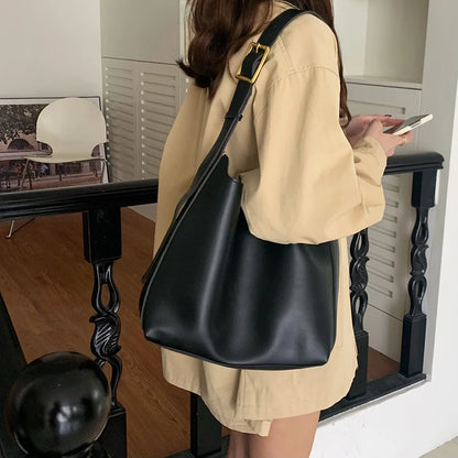 Minimalistische PU-lederen schoudertas voor dames - Veelzijdige modieuze handtas en crossbodytas voor werk