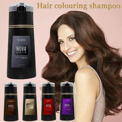 Nova Natural Moisturizing Hair Dye and Hair Care 3-in-1 Shampoo para una cobertura efectiva del cabello blanco y control de la grasa