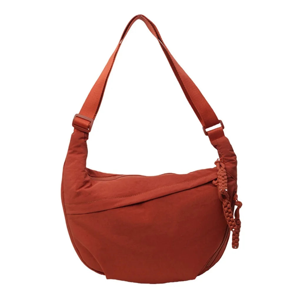 Canvas Lichtgewicht Effen Kleur Dumpling Crossbody Tas - Grote Capaciteit Koreaans-Geïnspireerde Schoudertas