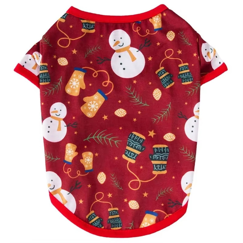 Huisdier Hond Kerst Shirt Kleding Xmas Vest Zachte Shirts Vakantie Kleine Hond Kleding Sneeuwpop Gedrukt Puppy Kostuum voor Katten of Honden