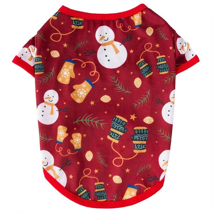Huisdier Hond Kerst Shirt Kleding Xmas Vest Zachte Shirts Vakantie Kleine Hond Kleding Sneeuwpop Gedrukt Puppy Kostuum voor Katten of Honden