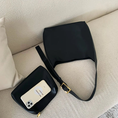 Minimalistische PU-lederen schoudertas voor dames - Veelzijdige modieuze handtas en crossbodytas voor werk