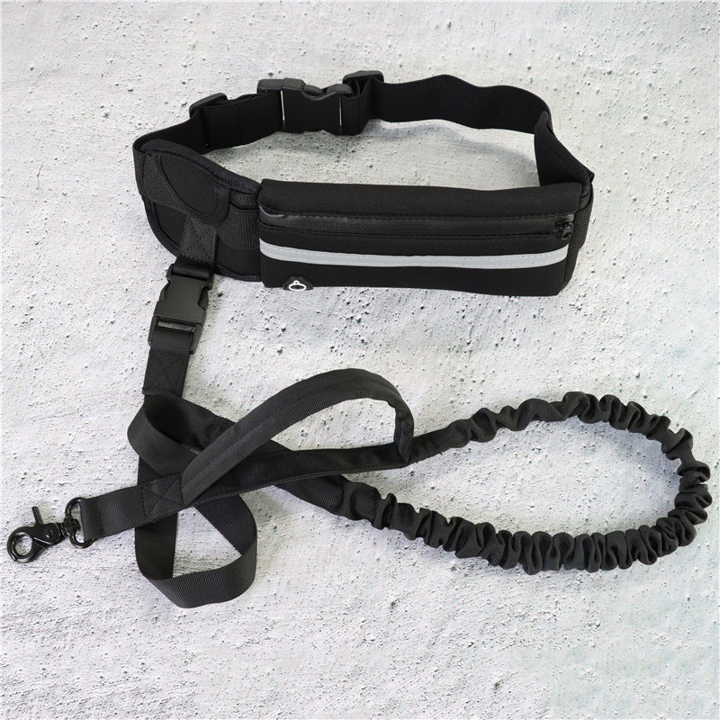 Handsfree hondenriem Huisdier wandel- en trainingsriem met schokabsorberende bungee-riem voor maximaal 180 lbs Grote honden telefoonzak en waterfleshouder
