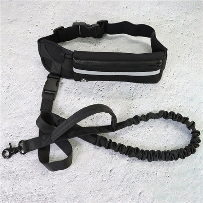 Handsfree hondenriem Huisdier wandel- en trainingsriem met schokabsorberende bungee-riem voor maximaal 180 lbs Grote honden telefoonzak en waterfleshouder