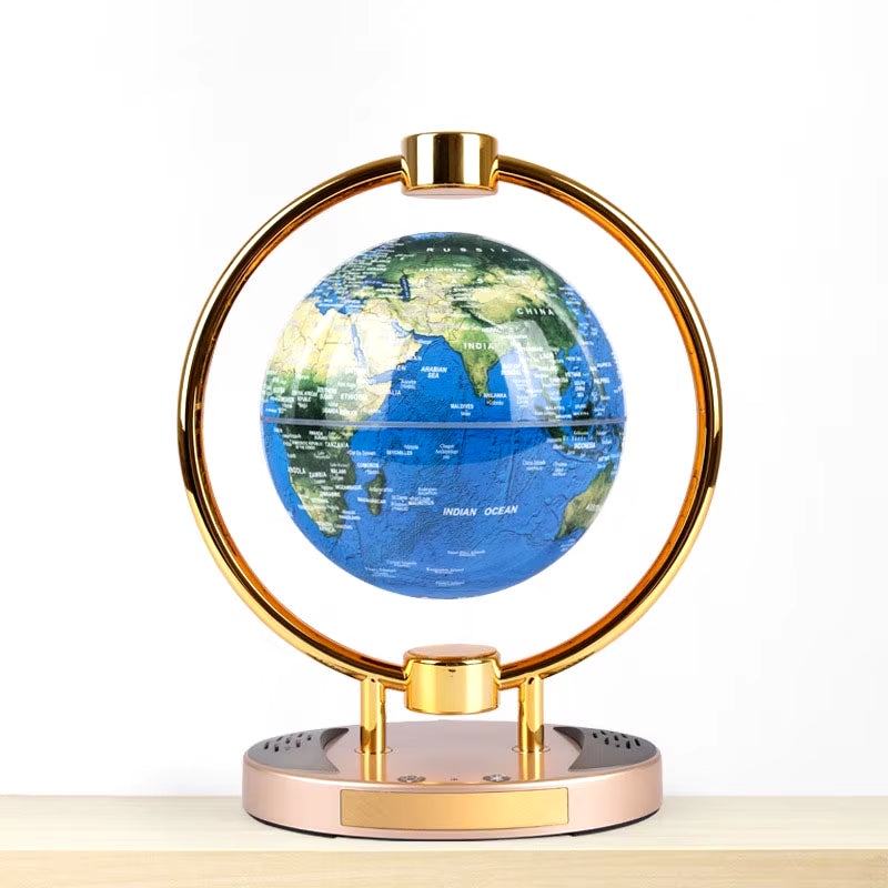 Haut-parleur Bluetooth innovant avec suspension magnétique et globe rotatif luminescent - Cadeau décoratif de 6 pouces