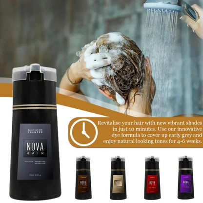 Nova Natural Moisturizing Hair Dye and Hair Care 3-in-1 Shampoo para una cobertura efectiva del cabello blanco y control de la grasa