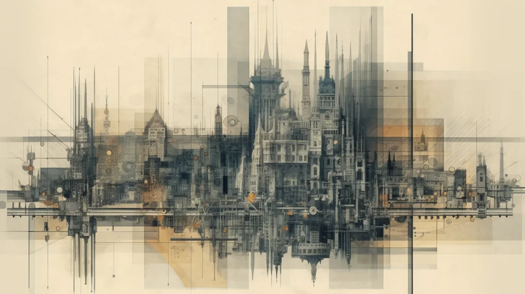 Ilustração abstrata, refletindo, com a, castanhos e