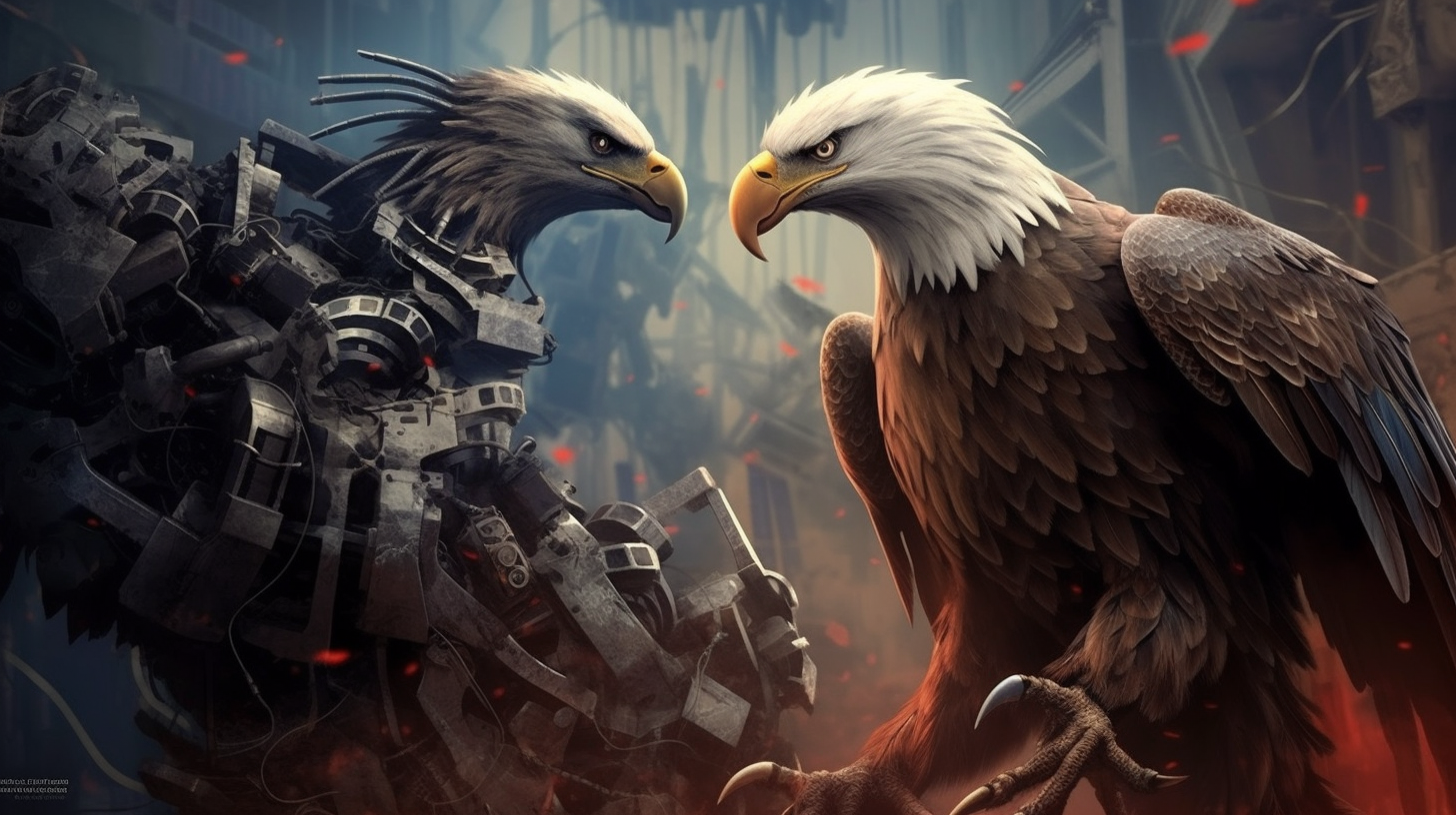 Two eagles, while, alluding to