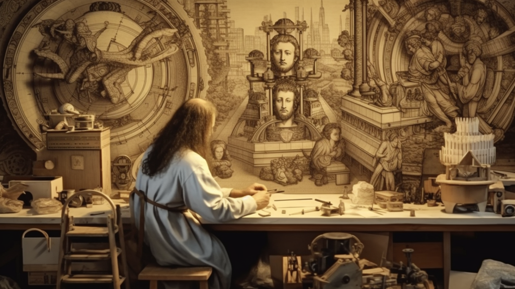 A person, in front of, as if