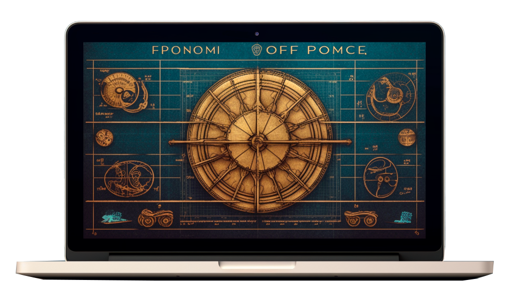 Um computador, rodeado por