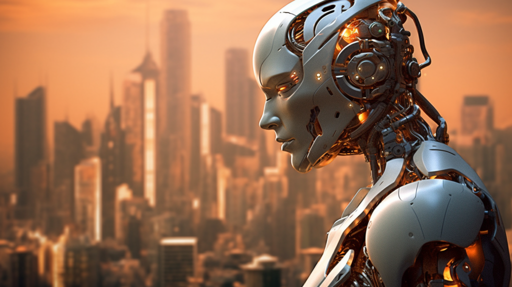 Um robô, incorporando circuitos, elementos de