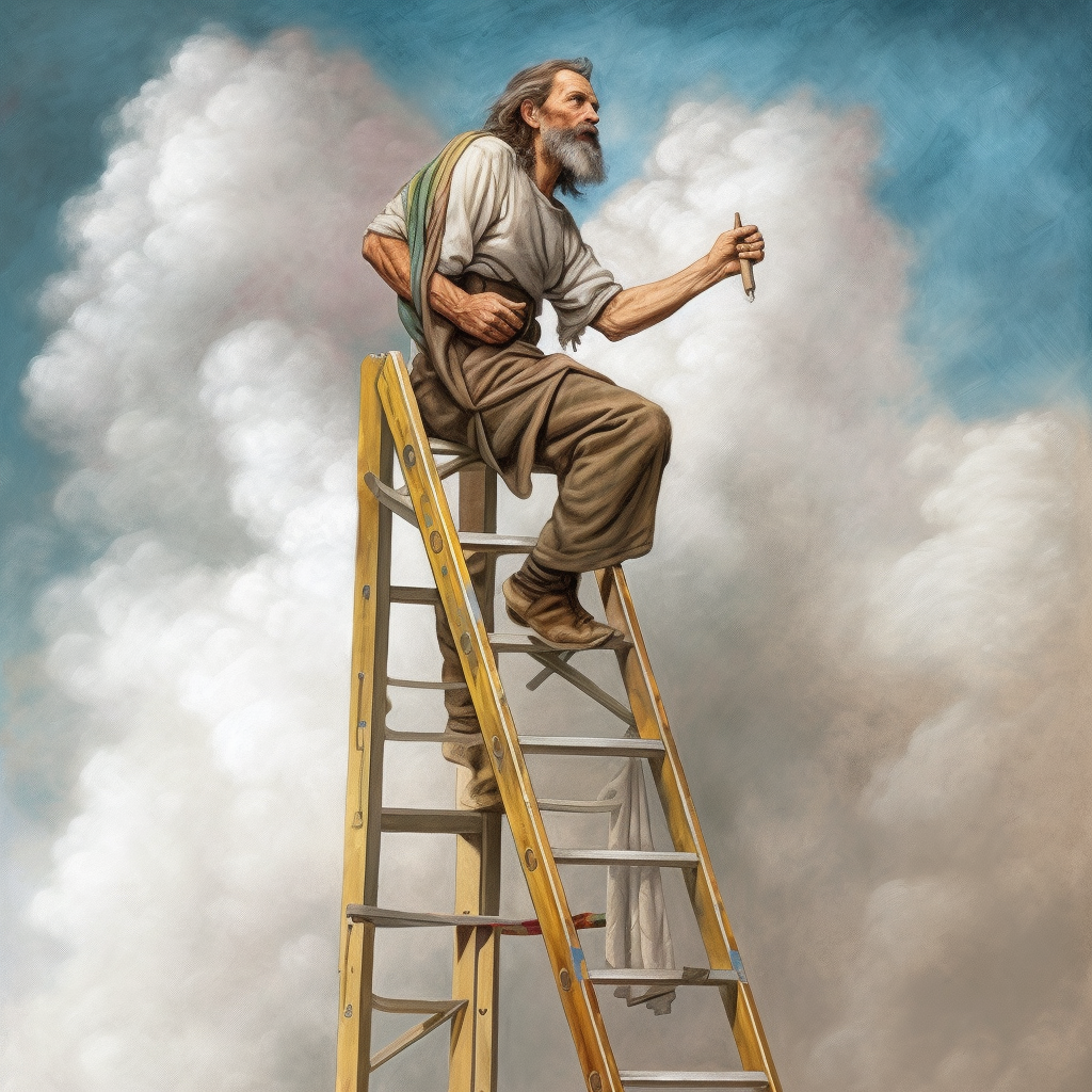 Um homem, segurando um