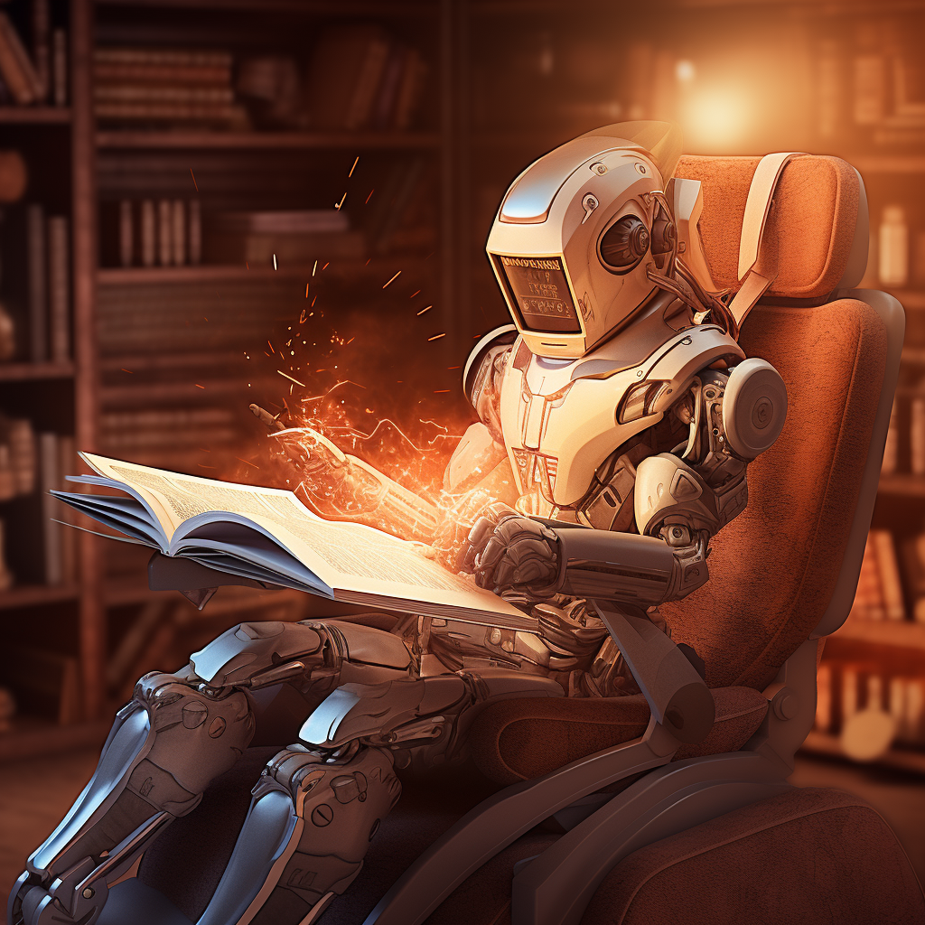 A robot, reading a, symbol of