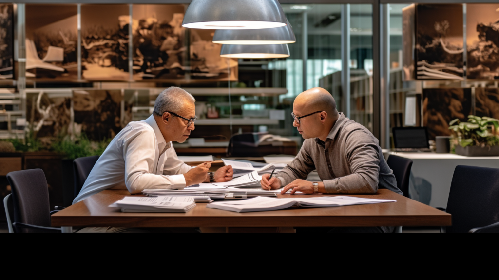 Two men, immersed in, in one