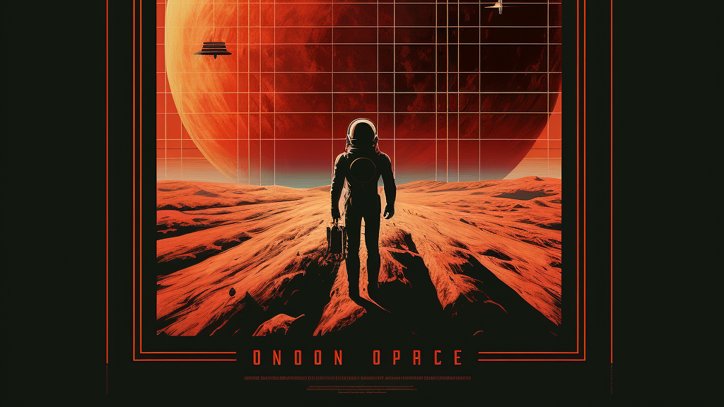 Un astronauta, bajo un, con líneas, que simbolizan