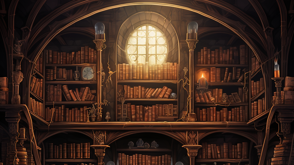 A library, some candles