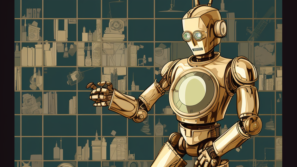 Um robô, estendendo a, simbolizando como