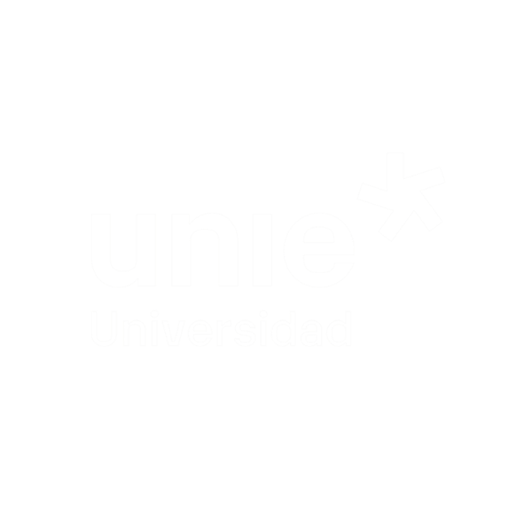 Logótipo branco sobre fundo cinzento claro com a palavra unie* em negrito e letras minúsculas e Universidade em letra mais pequena por baixo. O asterisco angular ressalta o interesse da universidade em IA generativa e transferência de conhecimento.