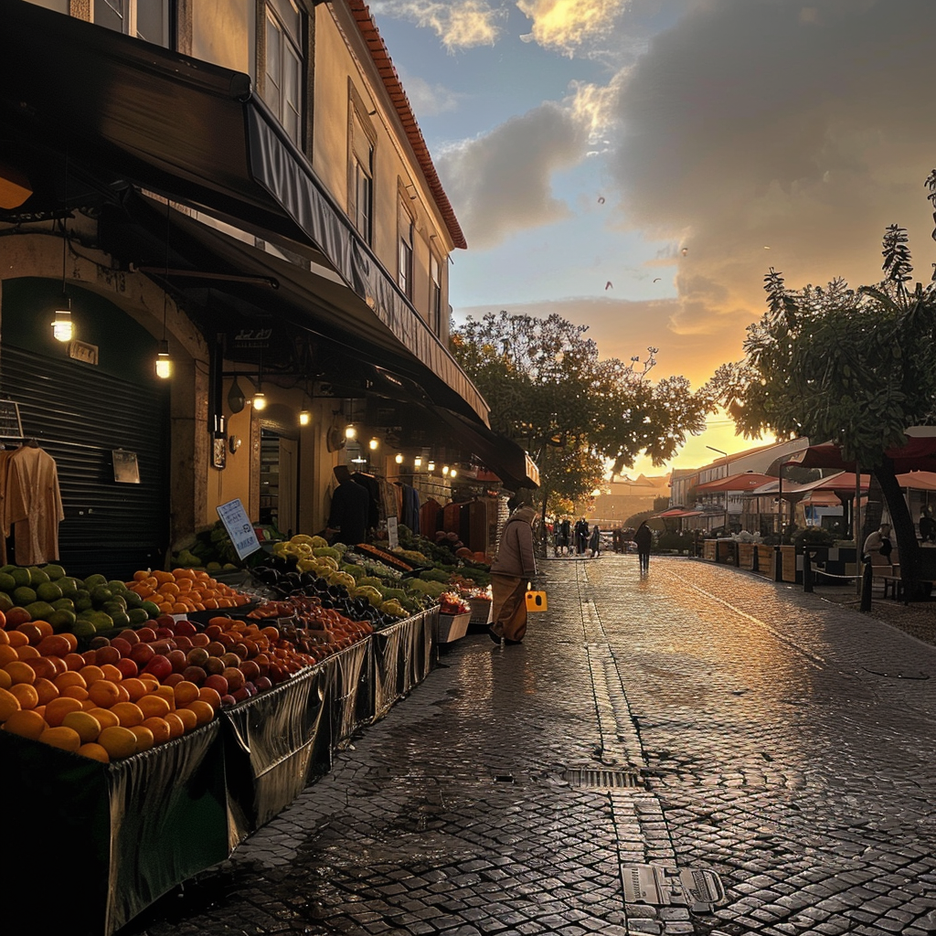 Uma rua, onde o, iluminando tanto