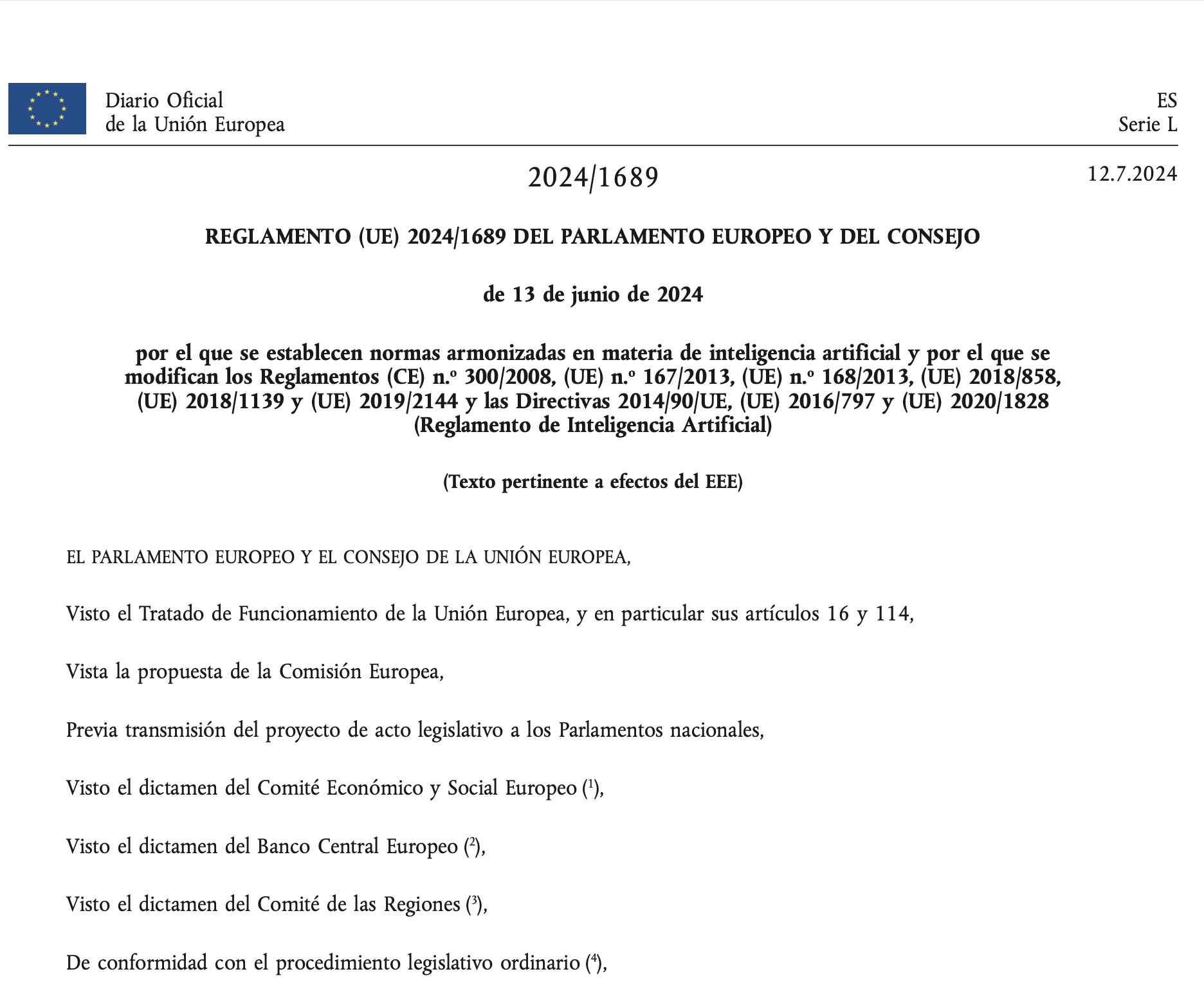 Rubrica "Regulamento, relativo às normas, destacando as respetivas
